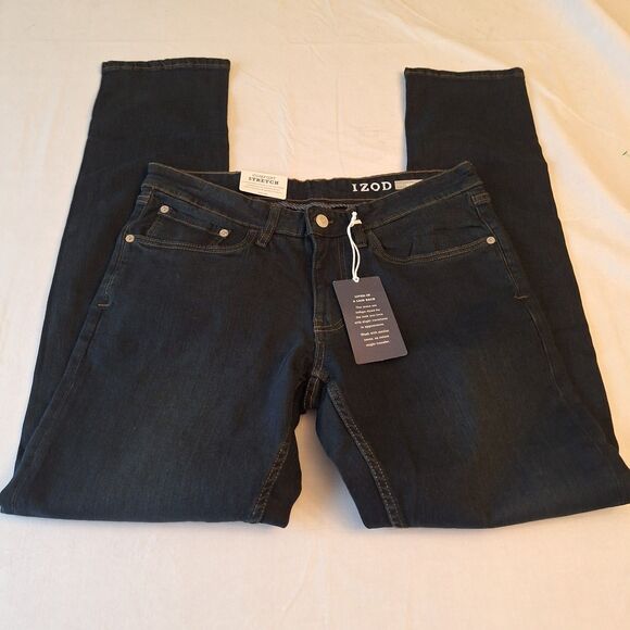 Izod Dark Wash Blue Denim Sport Flex Comfort Stretch Slim Fit Jeans Size 30x32 - Picture 8 of 11